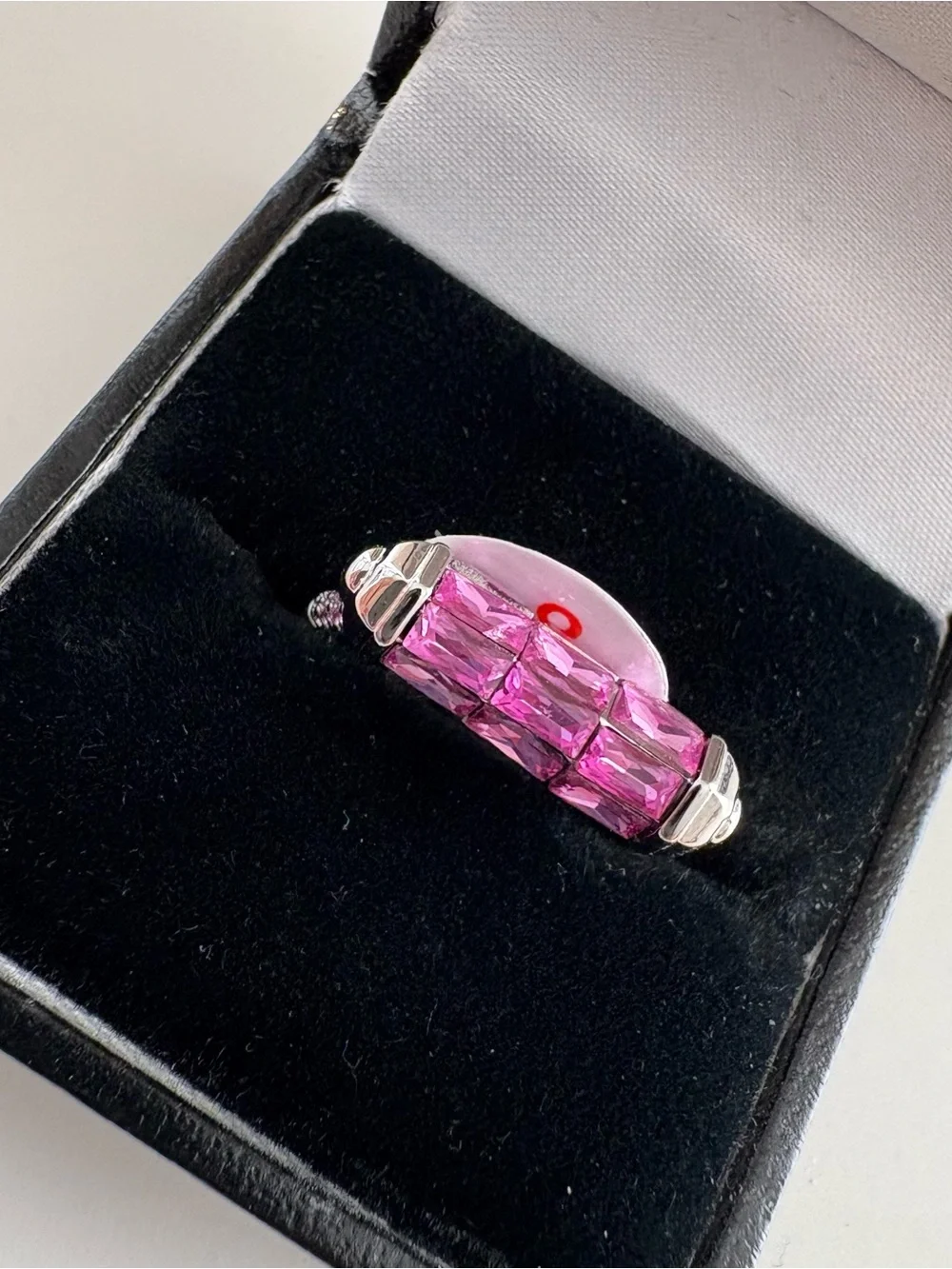 Bomb Party Triple Threat Ring RG88572 Rose Corundum Rhodium Plating